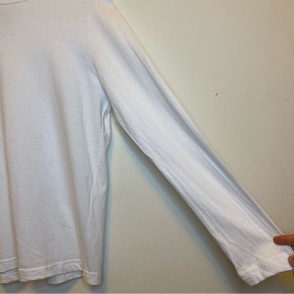 WILDFANG Crewneck Long Sleeve Basic Cotton T-Shirt in White Sz Medium Unisex - Picture 5 of 6